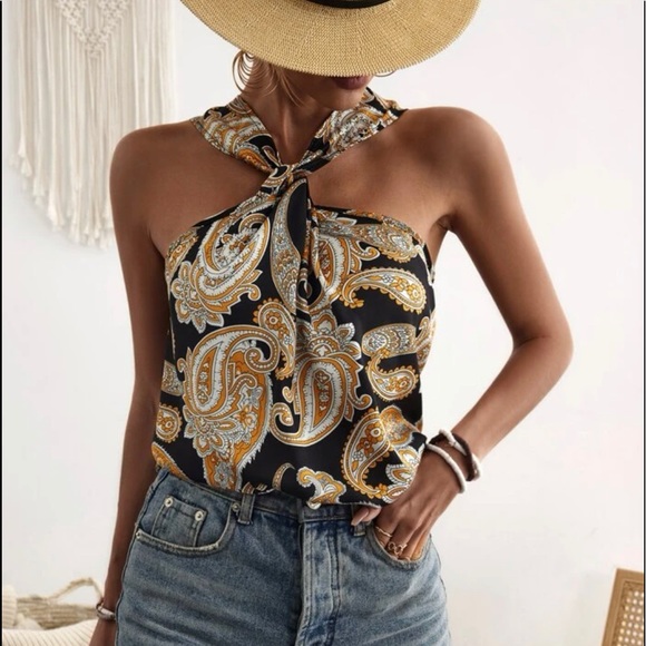 Tops - Boho Floral Paisley Print Tank Top Blouse